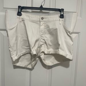 White maternity denim shorts